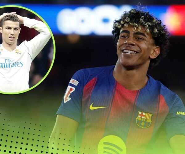 Lamine Yamal is about to interrupt a wild Cristiano Ronaldo La Liga file at 18