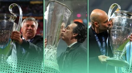The 13 managers with 3+ European trophies: Emery, Guardiola, Ancelotti…