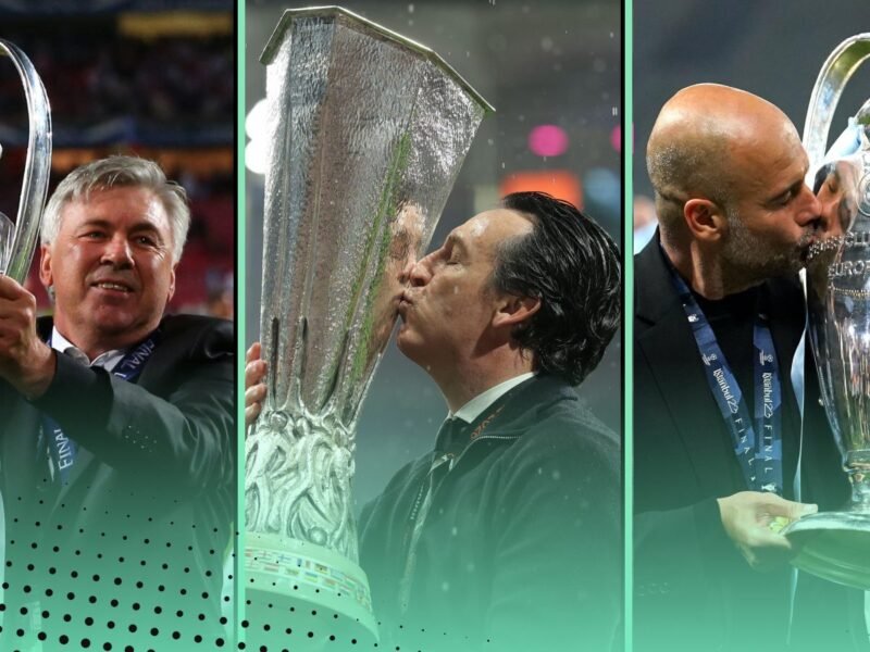 The 13 managers with 3+ European trophies: Emery, Guardiola, Ancelotti…