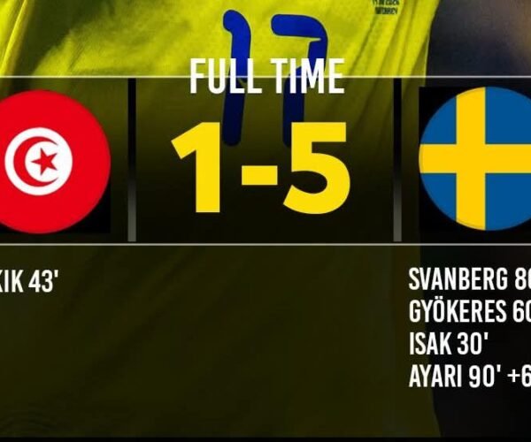 Sweden Thrash Tunisia 5-1 in World Cup Opener as Ayari Shines with Gorgeous Brace – Softfootball