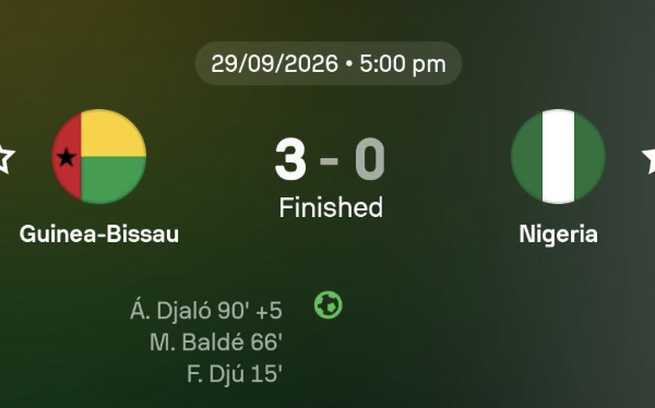 Guinea-Bissau Humble Tremendous Eagles 3-0 in AFCON 2027 Qualifier