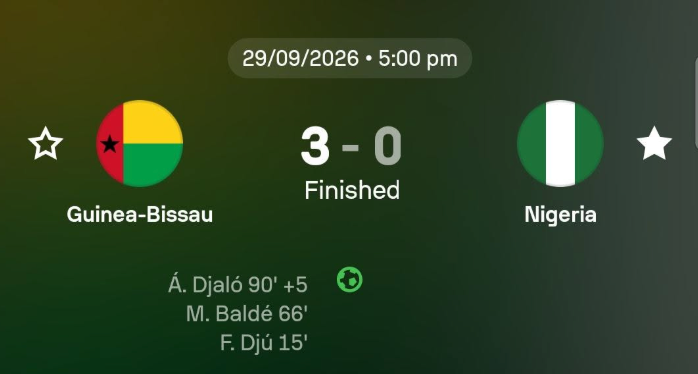 Guinea-Bissau Humble Tremendous Eagles 3-0 in AFCON 2027 Qualifier