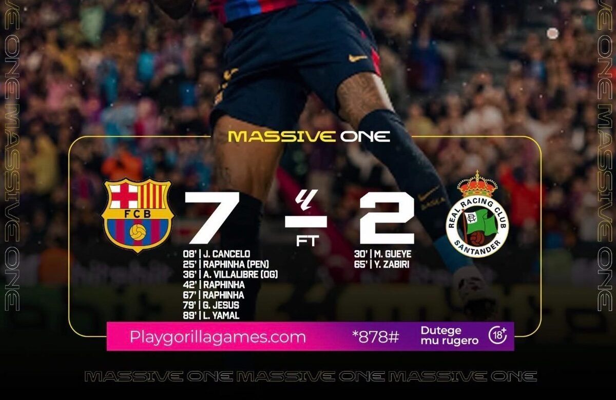 Barcelona Thrash Racing Santander 7-2 as Raphinha Hits Gorgeous Hat Trick