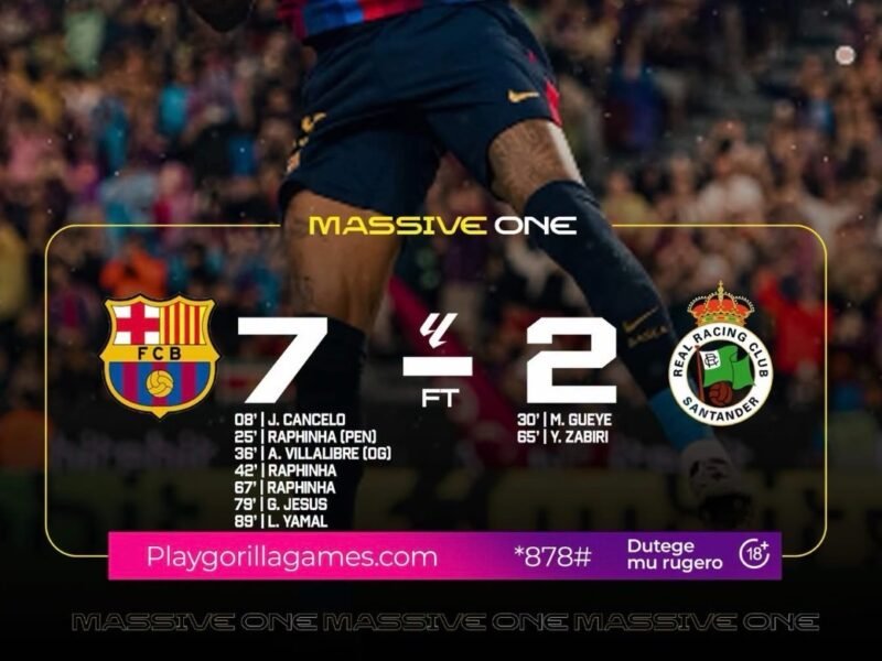 Barcelona Thrash Racing Santander 7-2 as Raphinha Hits Gorgeous Hat Trick