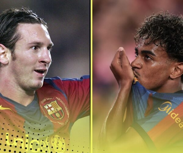 Who scored 50 targets for Barcelona quickest?