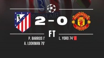 Atlético Madrid Beat Manchester United 2-0 as Lookman Seals Victory