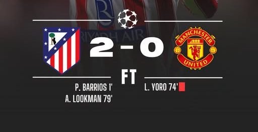 Atlético Madrid Beat Manchester United 2-0 as Lookman Seals Victory