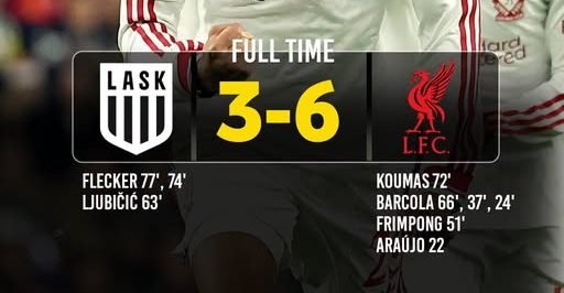 Liverpool Beat LASK 6-3 as Barcola Hits Hat-Trick