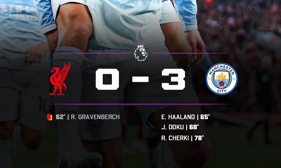 Manchester Metropolis Beat 10-Man Liverpool 3-0 in Dominant Anfield Show