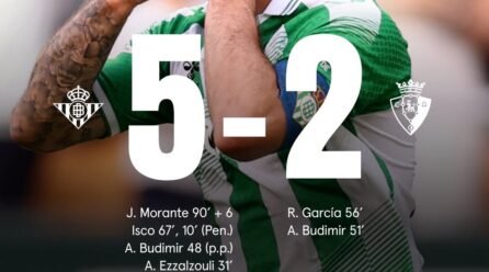 Actual Betis Thrash Osasuna 5-2 in Seven-Objective La Liga Thriller